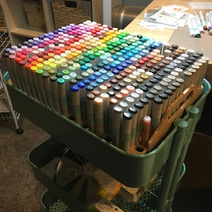 Copic Sketch Marker storage for Carts m IKEA Raskog, Michaels Lexington cart, and Target 3 tier cart image 1