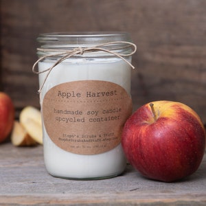 Apple Candle, Soy Wax Candle, Apple Soy Candle, Apple Harvest Candle, Natural Soy Candle, Fall Scented Candle, Soy Candle, Autumn Candle