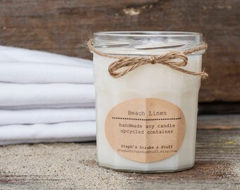 クリーンリネンの香りのソイキャンドル、ビーチリネンの香りのキャンドル、リネンの香りのキャンドル、クリーンキャンドル、ソイキャンドル、ランドリーの香りのキャンドル、クリーンキャンドル