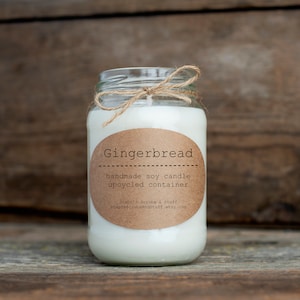 Gingerbread Soy Candle, Soy Wax Candle, Holiday Candle, Christmas Candle, Holiday Spice Candle, Cookie Scented Candle, Gingerbread Cookie