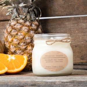 Tropical Scent Soy Candle, Beach Wedding Favors, Soy Wax Candle, Beach Candle, Soy Candle Party Favor, Tropical Scented Candle, Beach Decor