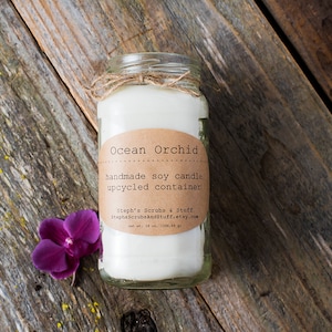 Orchid Scented Soy Wax Candle, Spa Candle, Soy Wax Candles, Ocean Candle, Soy Candle, Floral Candle, Spa Decor, Spa Party Favors image 1