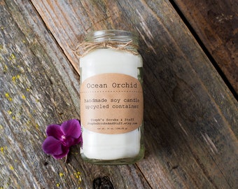 Orchid Scented Soy Wax Candle, Spa Candle, Soy Wax Candles, Ocean Candle, Soy Candle, Floral Candle, Spa Decor, Spa Party Favors