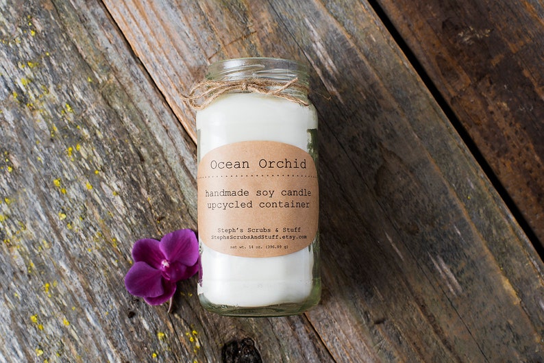 Orchid Scented Soy Wax Candle, Spa Candle, Soy Wax Candles, Ocean Candle, Soy Candle, Floral Candle, Spa Decor, Spa Party Favors image 1