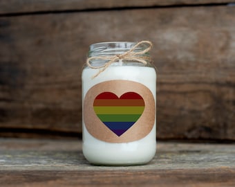Gay Pride Candle, LBGTQ Pride, Soy Candle, LBGTQ Rainbow Candle, Gay Pride Gift, Love Is Love, Pride Gift, Gay Pride Candle, Rainbow Candle