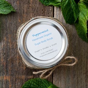 Organic Peppermint Body Scrub, Peppermint Scrub, Organic Sugar Scrub, Organic Skin Care, Peppermint Sugar Scrub, Energizing Scrub image 3