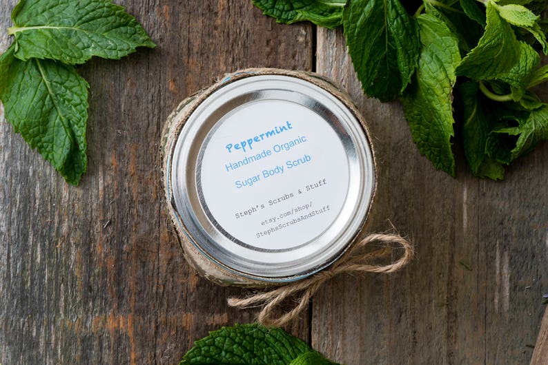 Organic Peppermint Body Scrub, Peppermint Scrub, Organic Sugar Scrub, Organic Skin Care, Peppermint Sugar Scrub, Energizing Scrub image 3