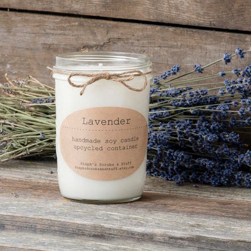 Lavender Scented Soy Candle Lavender Candle Floral Scented Etsy