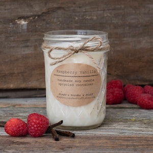 Raspberry Vanilla Soy Candle, Vanilla Candle, Soy Candle, Dessert Candle, Fruit Candle, Candle Favors, Soy Candle Tin, Soy Candle Handmade