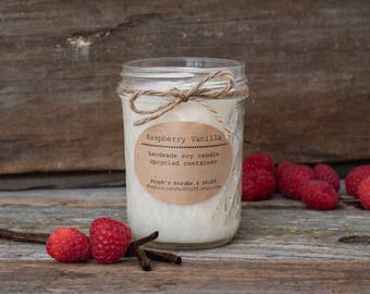 Raspberry Vanilla Soy Candle, Vanilla Candle, Soy Candle, Dessert Candle, Fruit Candle, Candle Favors, Soy Candle Tin, Soy Candle Handmade