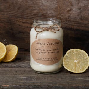 Lemon Verbena Soy Candle, Lemon Candle, Scented Candle, Soy Wax Candle, Citrus Scented Candle, Container Candle, Candle Handmade