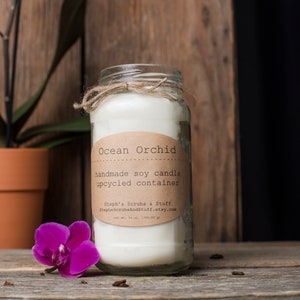 Orchid Scented Soy Wax Candle, Spa Candle, Soy Wax Candles, Ocean Candle, Soy Candle, Floral Candle, Spa Decor, Spa Party Favors image 3