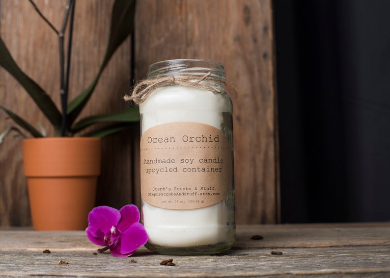 Orchid Scented Soy Wax Candle, Spa Candle, Soy Wax Candles, Ocean Candle, Soy Candle, Floral Candle, Spa Decor, Spa Party Favors image 3