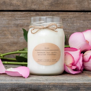 Rose Candle, Rose Soy Candle, Rose Soy Wax Candle, Soy Candle, Scented Candle, Unique Candles, Romantic Gift, Mothers Day Gift, Gift For Mom