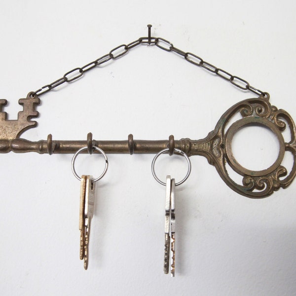 SALE - Vintage Brass Key Rack