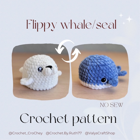 Flippy the Crochet Whale & Seal Reversible NO-SEW Pdf Pattern