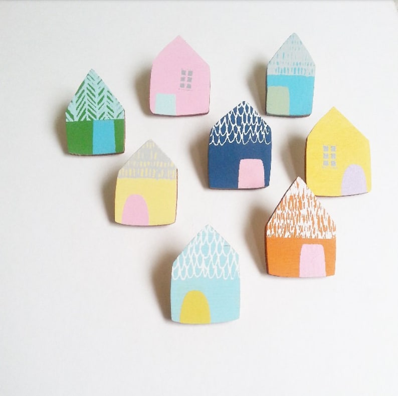 Wooden House Pin Badge House Brooch House Pin Etsy