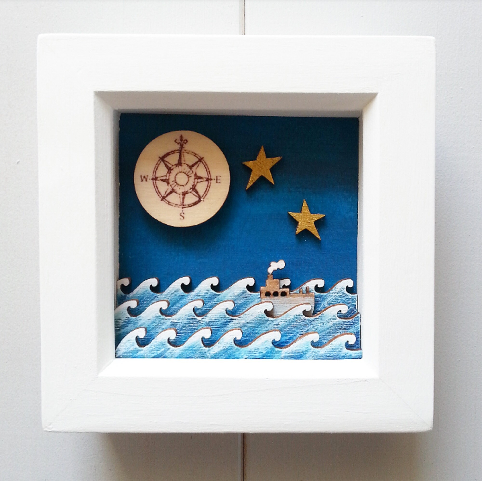 Ocean Wave Diorama Nautical Shadow Box Nautical Art Etsy