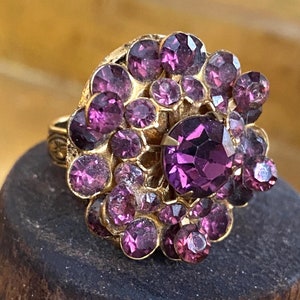 Vintage Adjustable Ring with Purple Stones