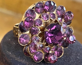 Vintage Adjustable Ring with Purple Stones