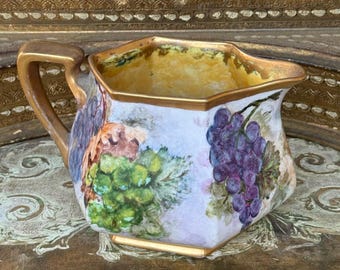 Vintage B&C Limoge Drinking Pitcher with Grape Design