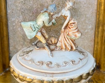 Vintage Fontanini Depose Italy 83 Lady and Man Trinket Box.