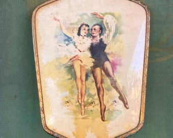 Vintage Hand Mirror with Dancers