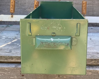 Vintage Olive Green Metal Drawer