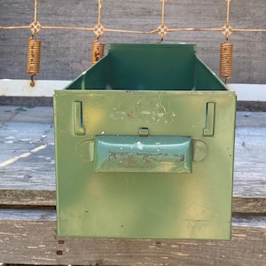 Vintage Olive Green Metal Drawer