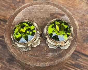 Vintage Whiting & Davis Co Watermelon Glass Clip Earrings