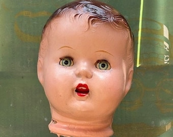 Vintage 1950's Hard Plastic Baby Head Large