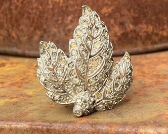 Vintage Rhinestone Leaf Clip