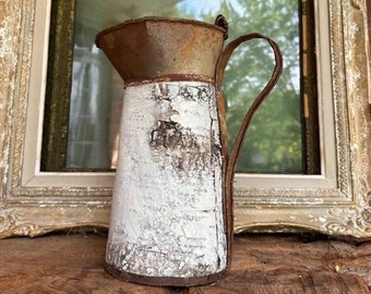 Beautiful Birch & Rusty Metal Display Pitcher