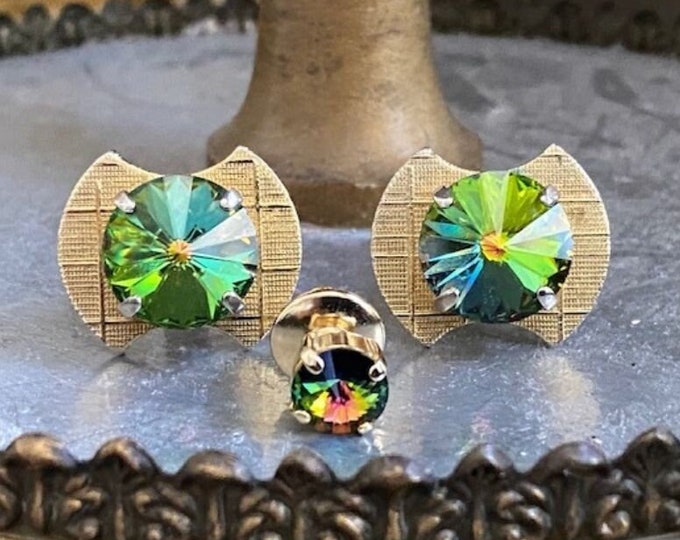 Featured listing image: Vintage Green Glass Cufflinks