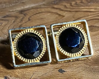 Vintage Black & Gold Tone Cuff Links