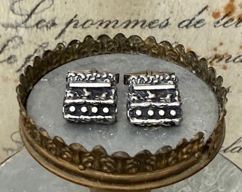 Vintage Guy Vidal Brutalist Pewter Cufflinks