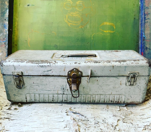 Boîte à Outils Vintage En Métal Simonsen - Chicago USA - Années 50 Milieu De Siècle - État Propre
