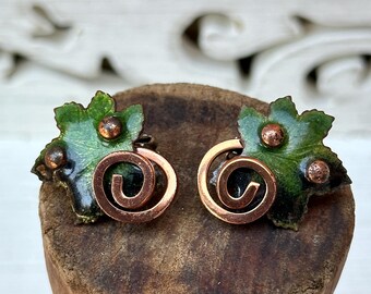 Vintage Estate Matisse Renoir Maple Leaf Clip Earrings
