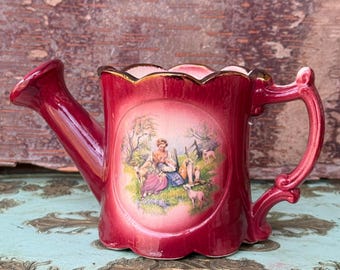 KLM Staffordshire Pottery Watering Can Deep Rose