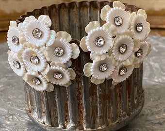 Vintage Celluloid Flower Clip Earrings