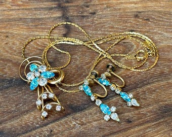 Vintage Estate Star Art Brooch/Pendant Earrings Set