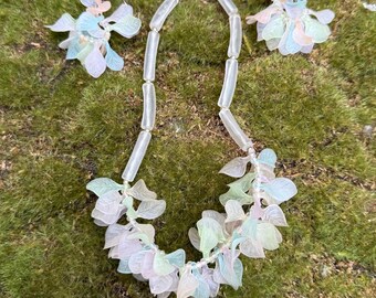 Vintage Estate Lucite Petals & Leaves Necklace and Earrings