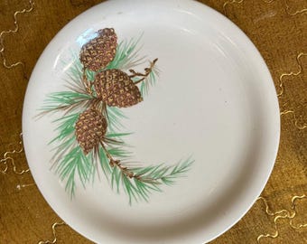 Two Vintage Retro J & G MEAKIN 'STUDIOWARE' China Oval Plates Pine Cone Design Set of 2