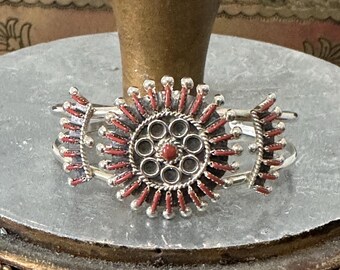 Vintage Estate Zuni Coral Needlepoint Bracelet