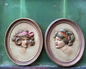 Vintage Painted Ceramic Ladies (set of 2)