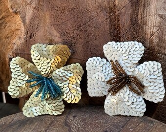 Vintage Sequin Pins / Brooch Set of 2