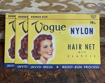 Vintage Black Bobbed Size Vogue Hair Nets (3)