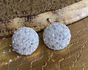 1950's Weiss Celluloid & Rhinestone Clip Earrings