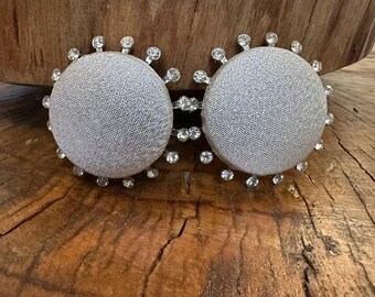 Vintage Bluette Silver & Rhinestone Shoe Clips