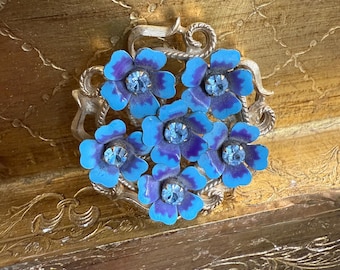Vintage Avon Blue & Purple Flower Pin / Pendent